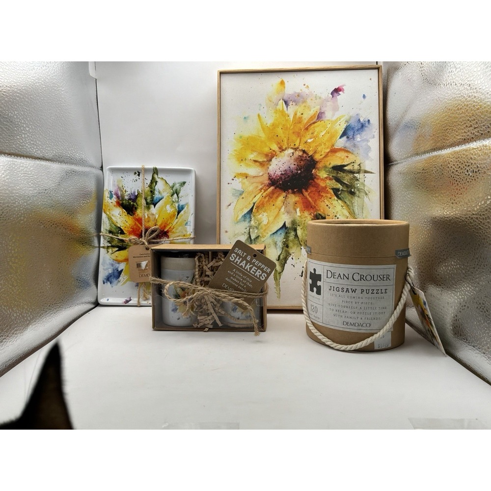 Dean‎ Crouser Design Picture Puzzle Salt N Pepper Shakers Ceramic Tray Gift Set